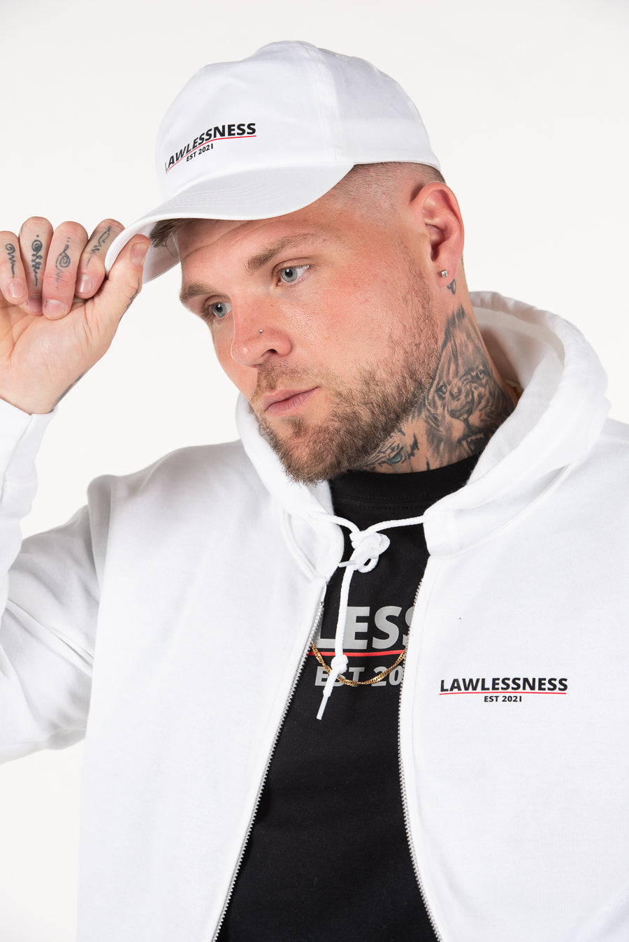 Men's White Zip Hoodie