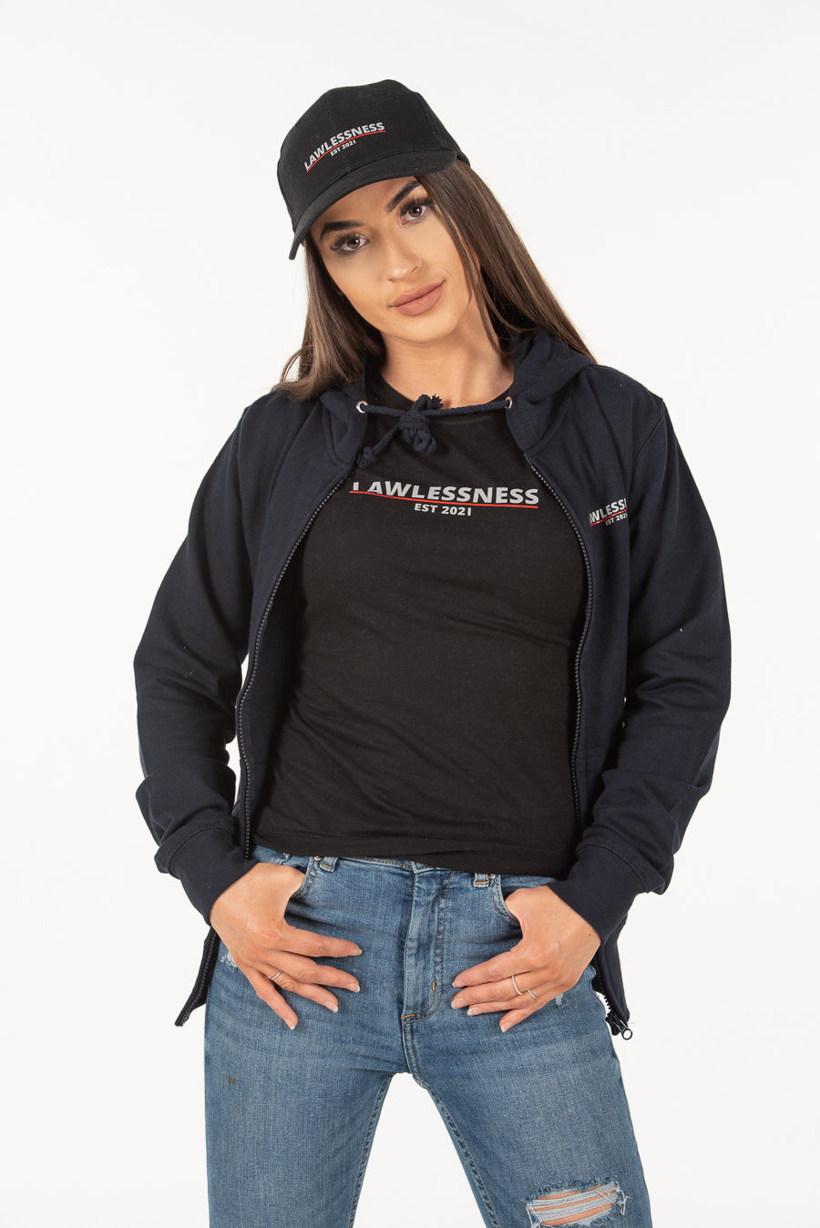 Women's Navy Zip Hoodie