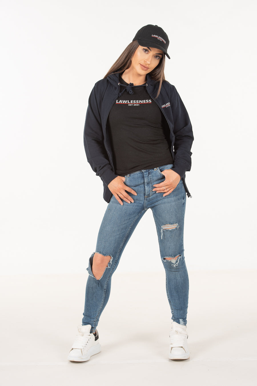 Women's Navy Zip Hoodie