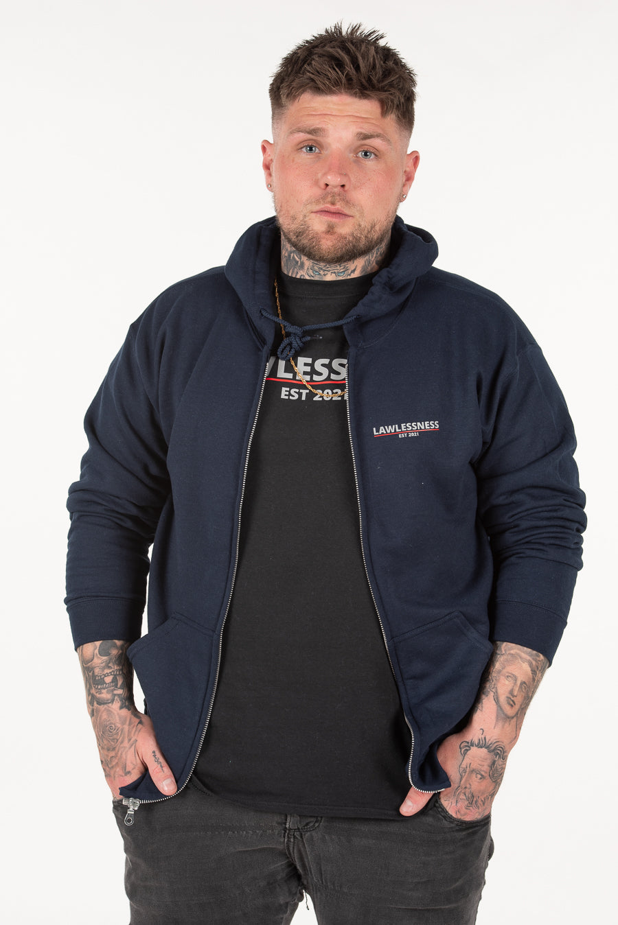 Men's Navy Zip Hoodie