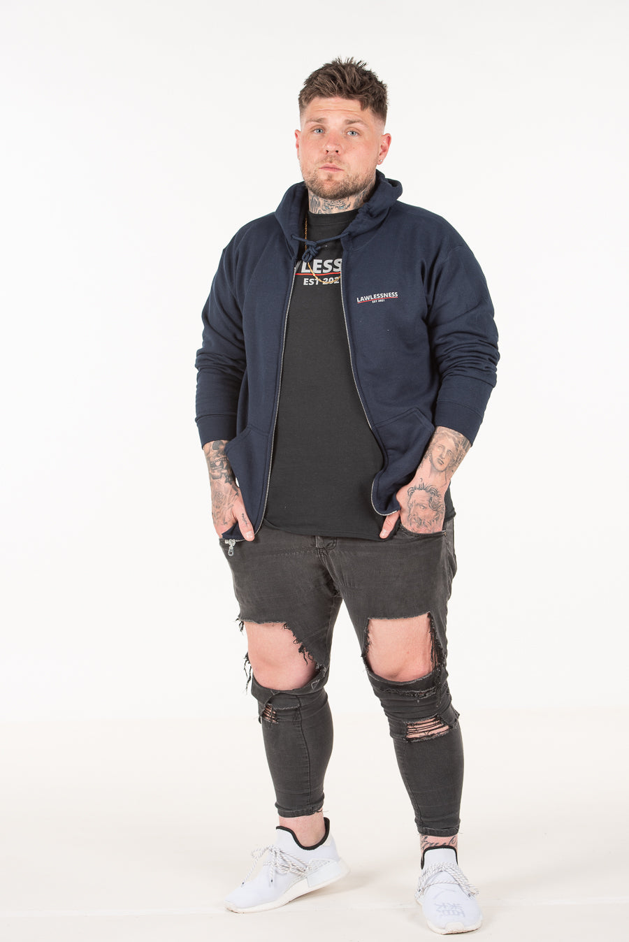 Men's Navy Zip Hoodie