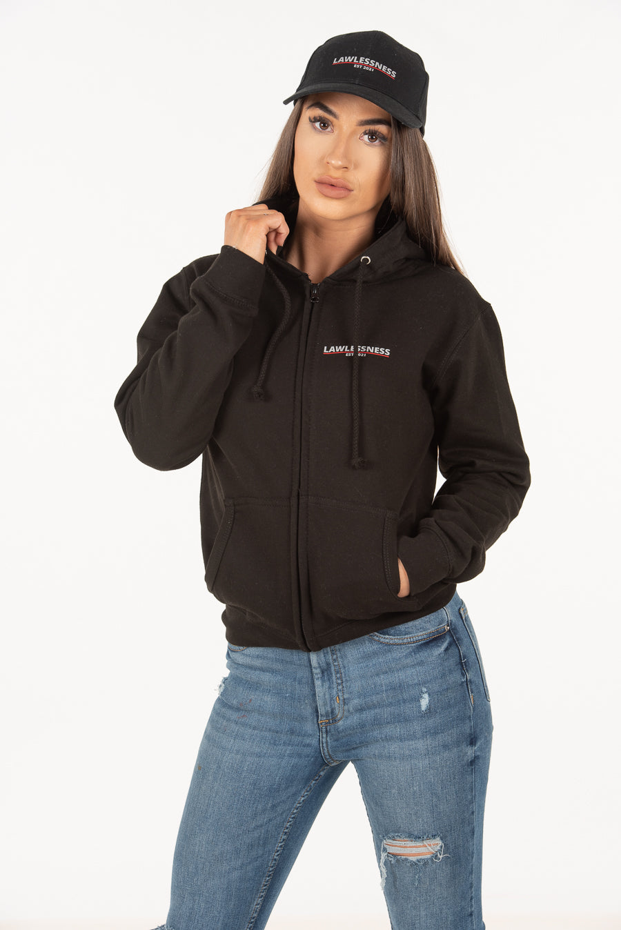 Women's Black Zip Hoodie