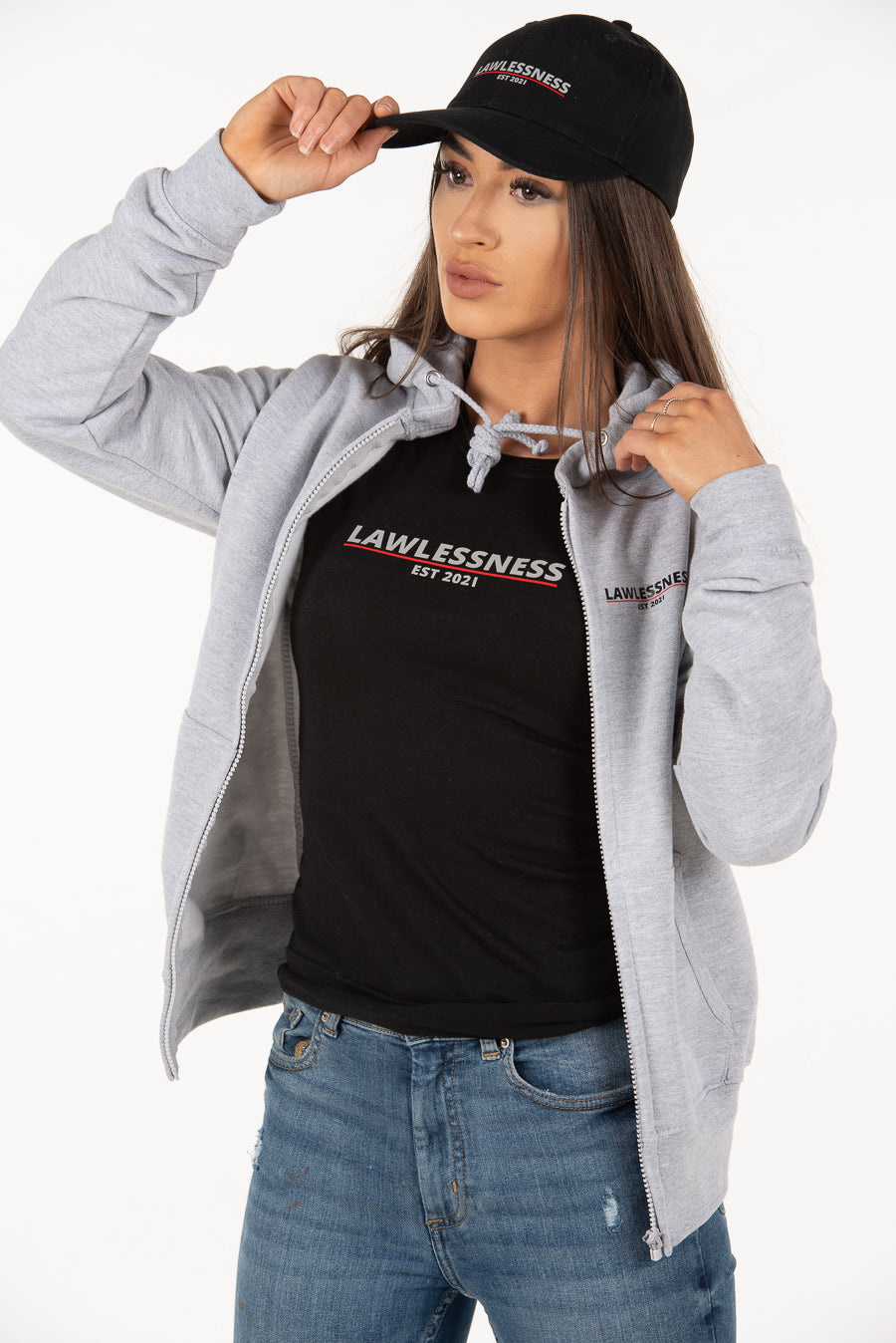 Women's Grey Zip Hoodie