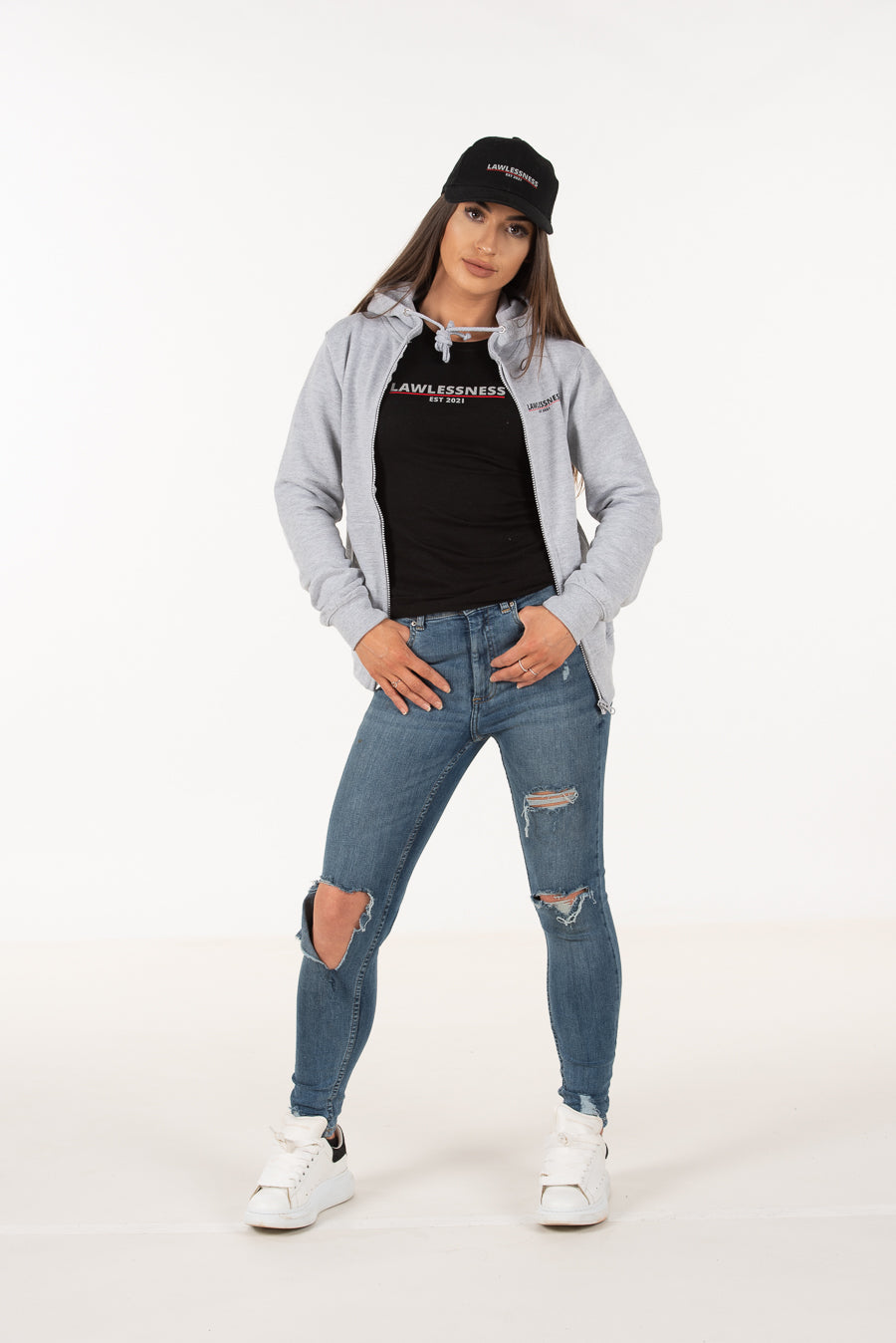 Women's Grey Zip Hoodie