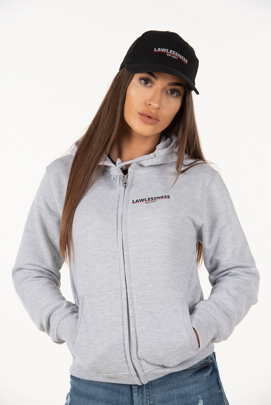 Women's Grey Zip Hoodie