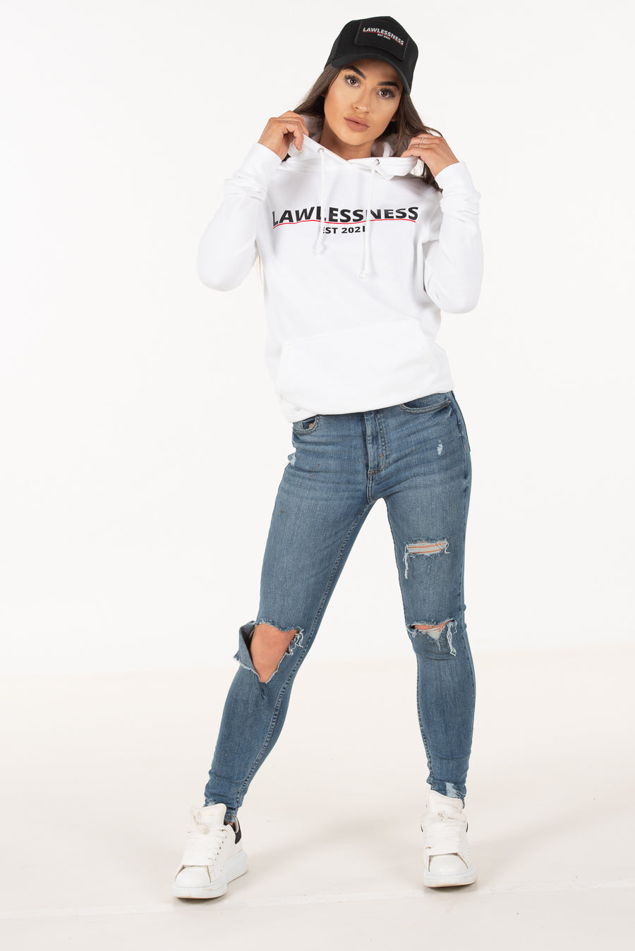 Women's White Classic Hoodie